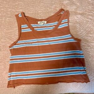 Vintage Rust and Blue Striped Crop Tank